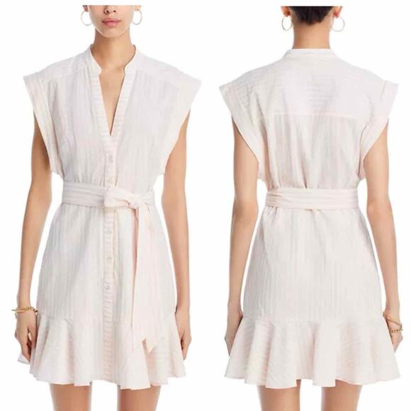 VERONICA BEARD Avella Ruffle Stripe Seersucker Mini Dress Size US 4 - Picture 8 of 13